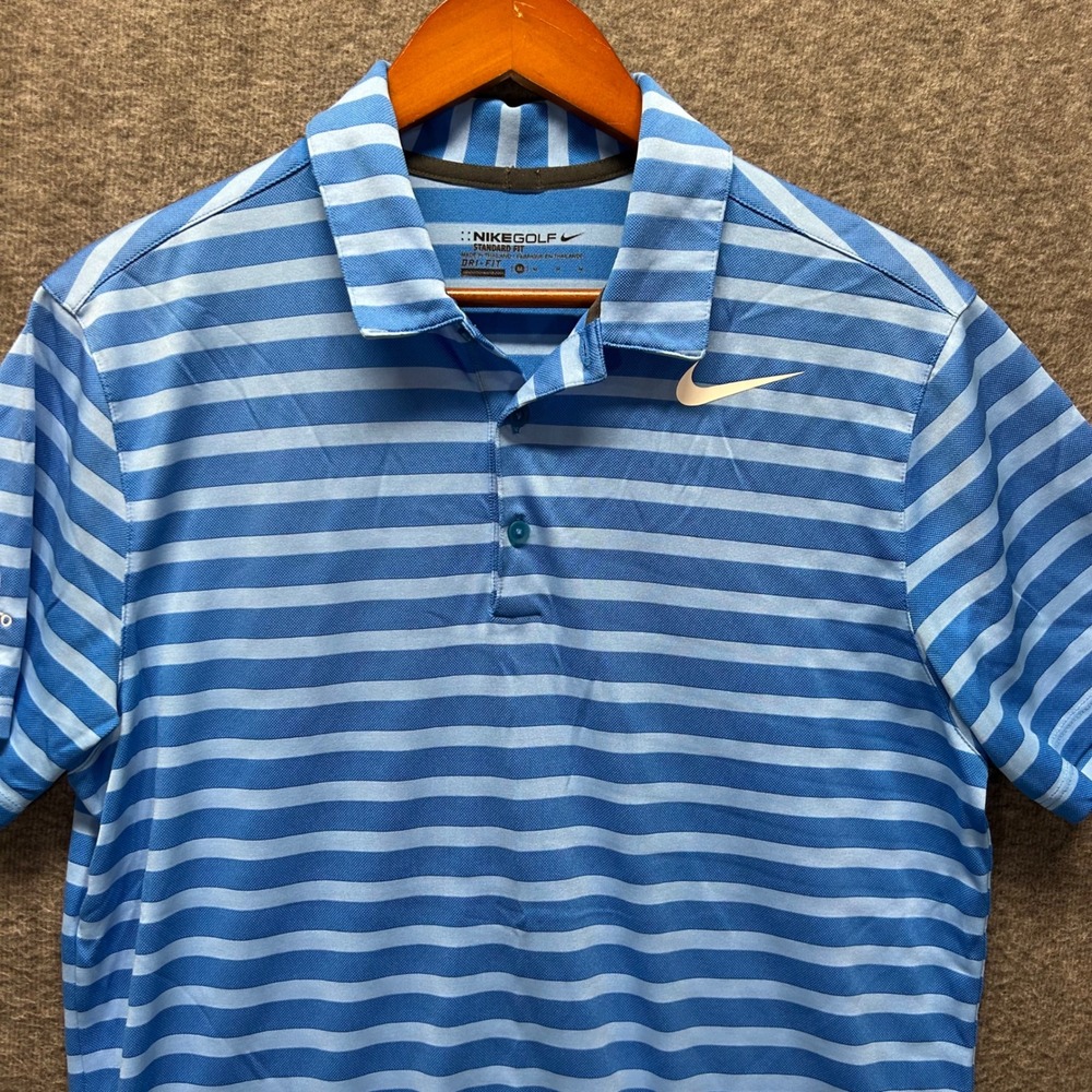 Nike Golf Mens Dri-FIT Striped Polo Shirt Blue Palmetto Dunes Hilton Head Medium